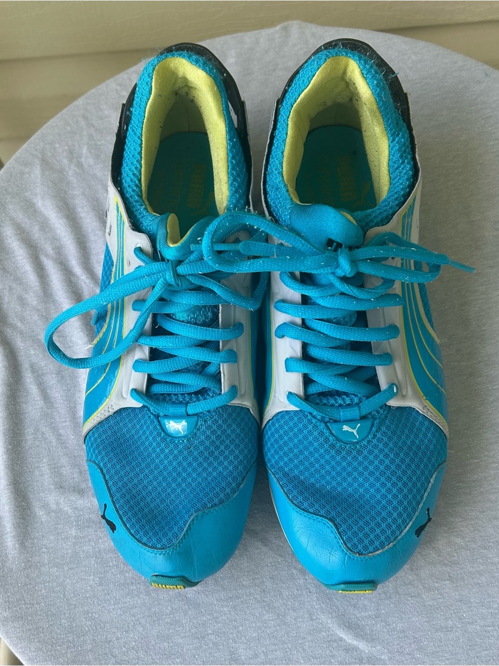 Puma Teal, White and Yellow Men’s Athletic Sneakers